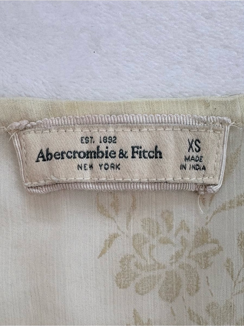 ABERCROMBIE & FITCH Ivory Sheer Babydoll Peasant Blouse Gold Metallic XS - Picture 4 of 7